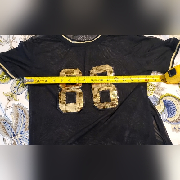 Fashion Nova Black Mesh Sequin 86 T-Shirt - Picture 3 of 6